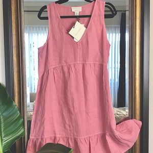 CYNTHIA ROWLEY Pink Linen Sundress Size Large -New w/Tags
